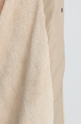 Plus Size Bondit Fabric Long Coat 12455-04 Cream 12455-04
