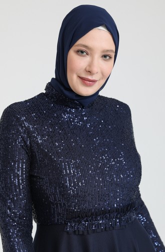 Dunkelblau Hijab-Abendkleider 80114-02