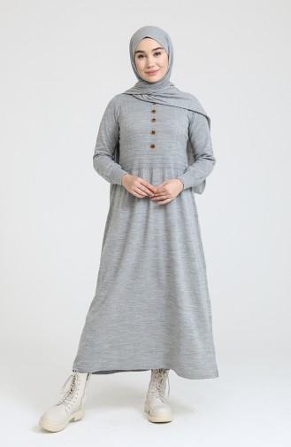 Grau Hijab Kleider 3327-04