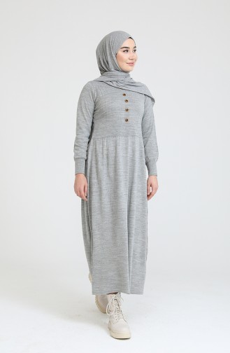 Grau Hijab Kleider 3327-04