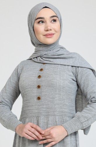 Grau Hijab Kleider 3327-04