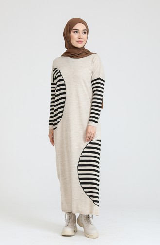 Beige Hijab Dress 3358-03