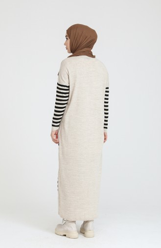 Beige Hijab Dress 3358-03