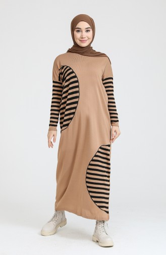 Milk Coffee Hijab Dress 3358-08