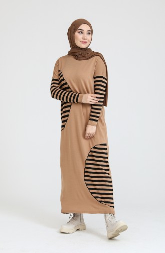 Milk Coffee Hijab Dress 3358-08