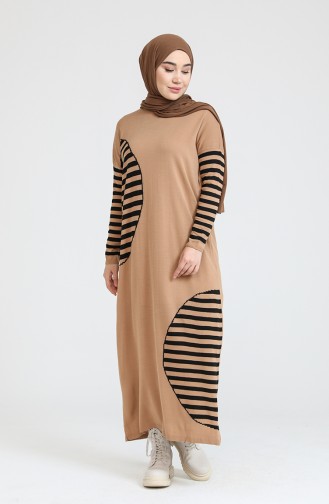 Milk Coffee Hijab Dress 3358-08