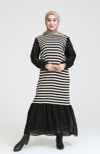 Triko Garnili Elbise 3360-03 Bej