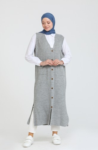 Triko Garnili Uzun Tunik 0526-04 Gri