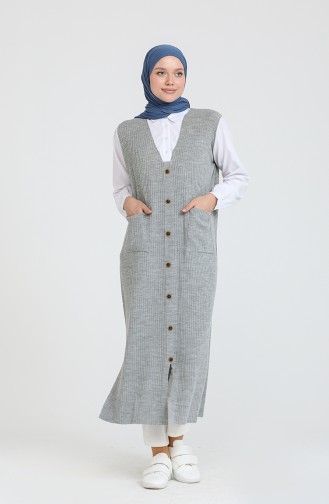 Triko Garnili Uzun Tunik 0526-04 Gri