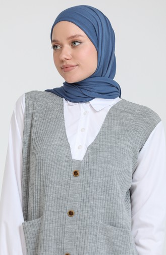 Triko Garnili Uzun Tunik 0526-04 Gri