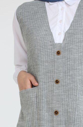 Triko Garnili Uzun Tunik 0526-04 Gri
