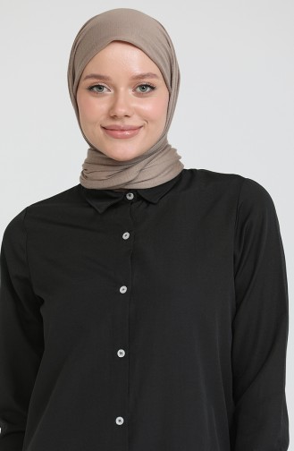 Düğmeli Uzun Gömlek Tunik 5003-02 Siyah