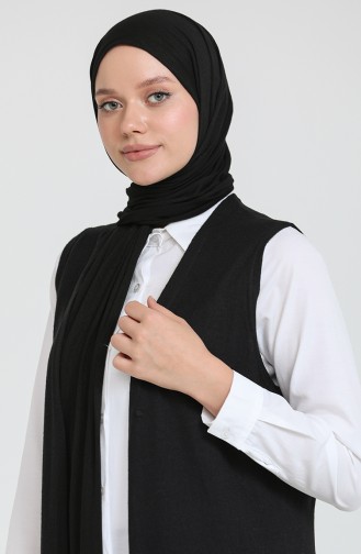 Plain Long Loose Seasonal Black Vest 8735-01 Black 8735-01