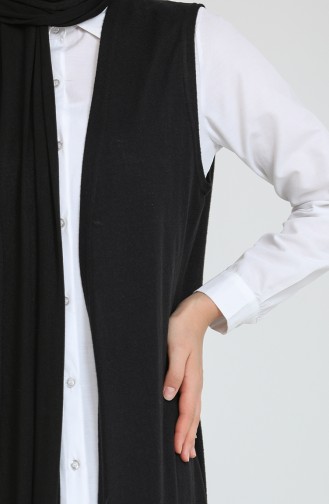 Plain Long Loose Seasonal Black Vest 8735-01 Black 8735-01