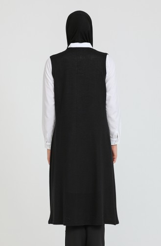 Plain Long Loose Seasonal Black Vest 8735-01 Black 8735-01