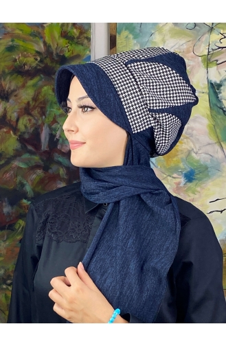 Navy Blue Ready to Wear Turban 244EYL22ŞPK-01