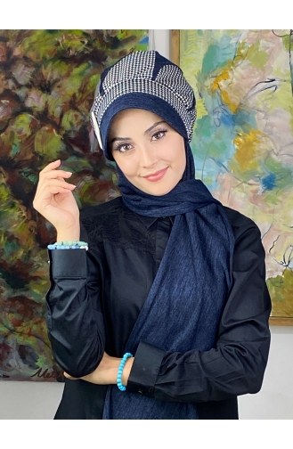 Navy Blue Ready to Wear Turban 244EYL22ŞPK-01