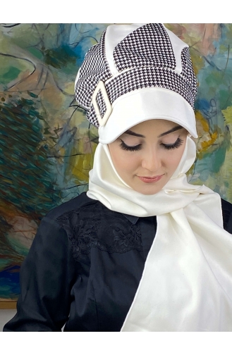 White Ready to Wear Turban 244EYL22ŞPK-02
