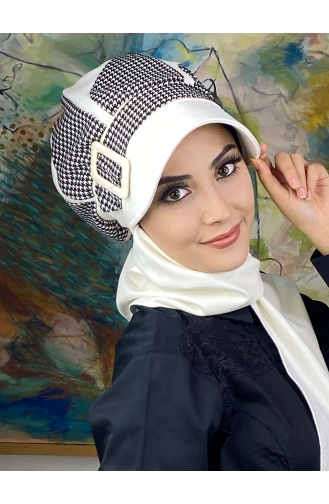 White Ready to Wear Turban 244EYL22ŞPK-02
