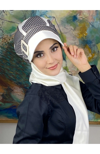 White Ready to Wear Turban 244EYL22ŞPK-02