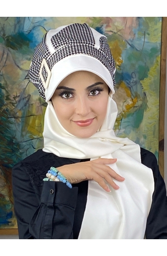 White Ready to Wear Turban 244EYL22ŞPK-02