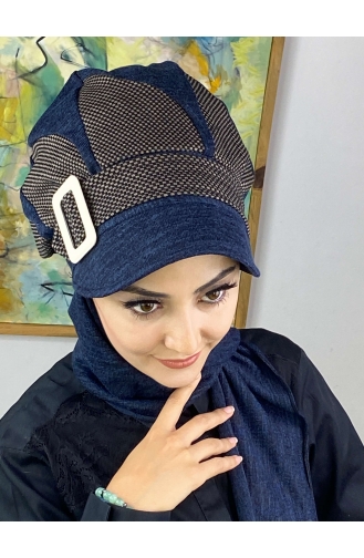 Dunkelblau Praktischer Turban 284EYL22ŞPK-03