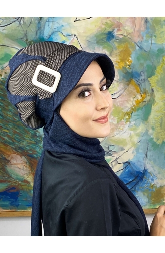 Dunkelblau Praktischer Turban 284EYL22ŞPK-03