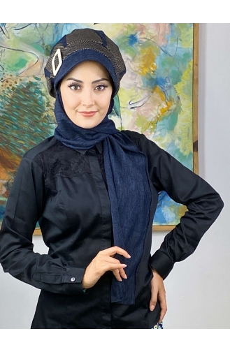 Dunkelblau Praktischer Turban 284EYL22ŞPK-03