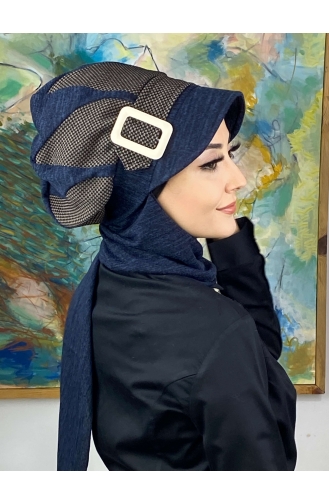 Dunkelblau Praktischer Turban 284EYL22ŞPK-03