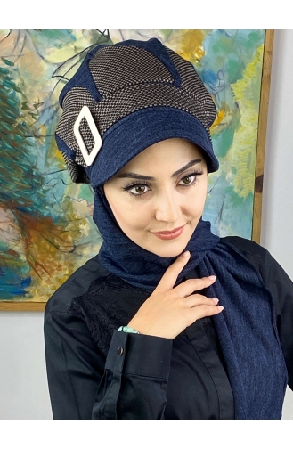 Dunkelblau Praktischer Turban 284EYL22ŞPK-03