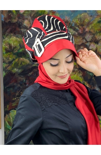 Red Ready to Wear Turban 204EYL22ŞPK-02