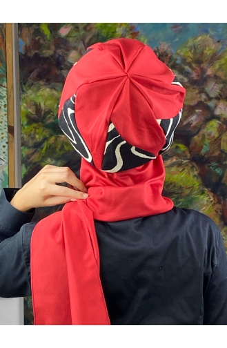 Red Ready to Wear Turban 204EYL22ŞPK-02