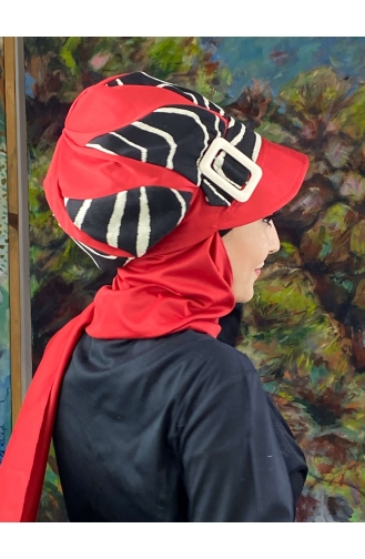 Red Ready to Wear Turban 204EYL22ŞPK-02