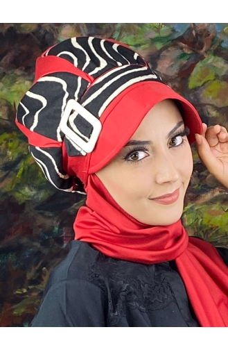 Red Ready to wear Turban 204EYL22ŞPK-02