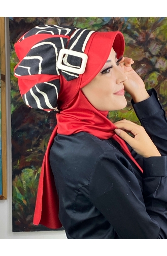 Red Ready to Wear Turban 204EYL22ŞPK-02