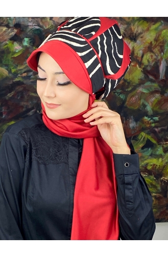 Red Ready to Wear Turban 204EYL22ŞPK-02