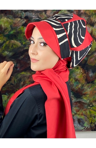 Red Ready to Wear Turban 204EYL22ŞPK-02