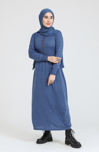 Trikot geknöpftes Kleid 3327-08 Indigo 3327-08