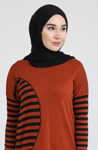 Brick Red Hijab Dress 3358-02