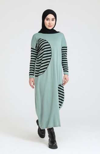 Unreife Mandelgrün Hijab Kleider 3358-04