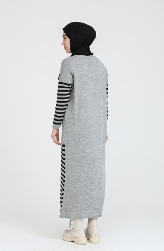 Triko İincili Elbise 3358-06 Gri