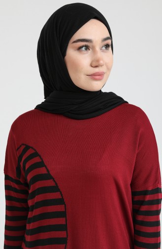 Triko İincili Elbise 3358-07 Bordo