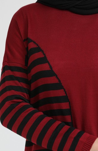 Triko İincili Elbise 3358-07 Bordo