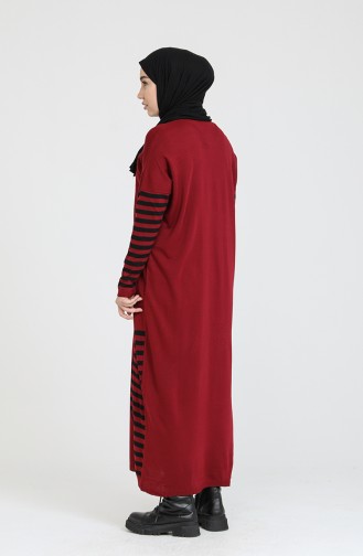 Triko İincili Elbise 3358-07 Bordo