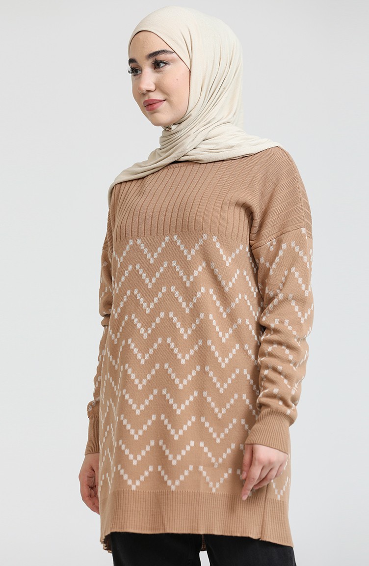 Triko Tunik 0001-06 Sütlü kahve