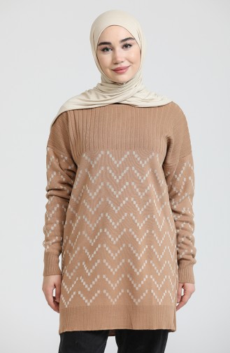 Triko Tunik 0001-06 Sütlü kahve