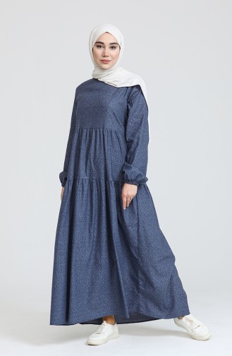 Dunkelblau Hijab Kleider 1794-01