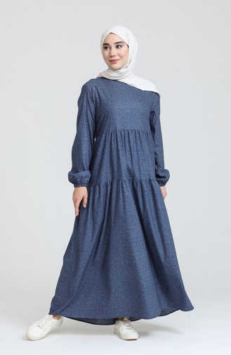 Büzgülü Elbise 1794-01 Lacivert