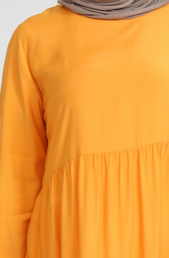 Büzgülü Elbise 1816-01 Sarı