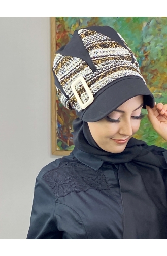 Black Ready to Wear Turban 364EYL22ŞPK-02